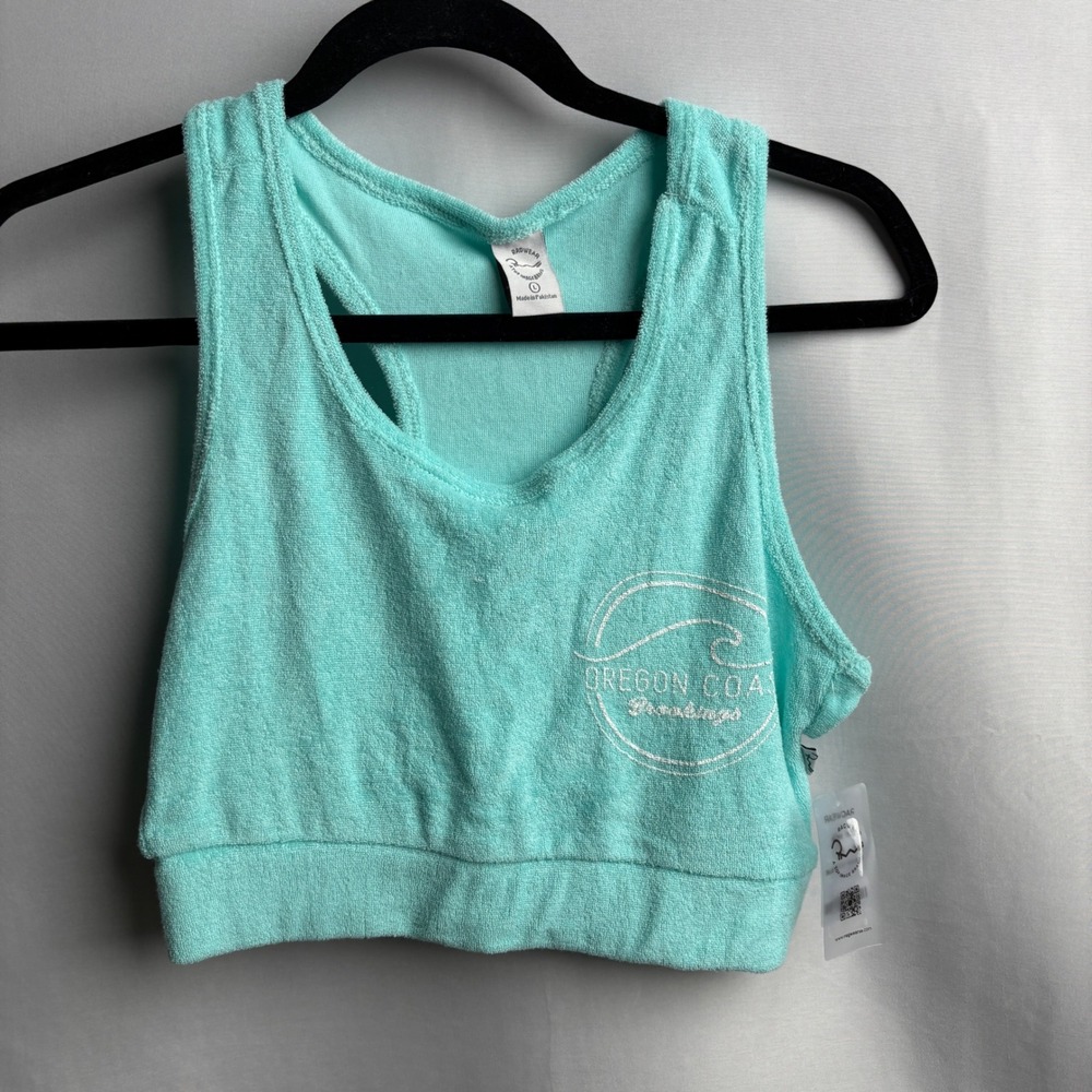 Ragwear‎ Oregon Coast Brookings Terry Cloth Crop Tank Top Island Blue L NEW